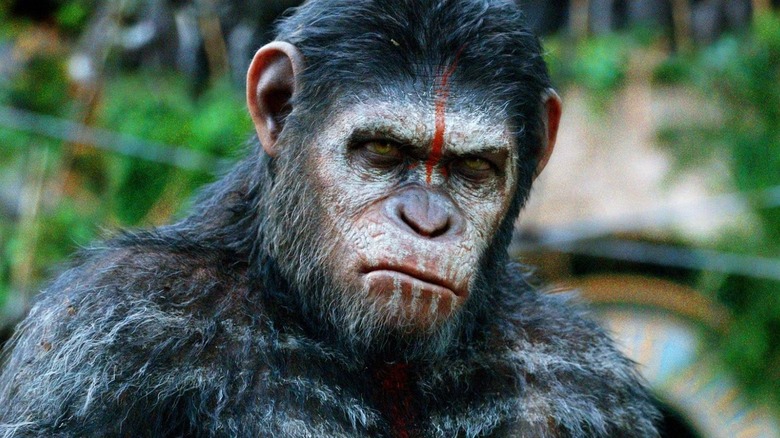 Andy Serkis as Caesar in war paint in Planet of the Apes