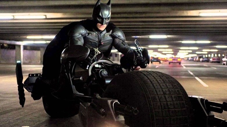 Batman on the Batpod in The Dark Knight Rises