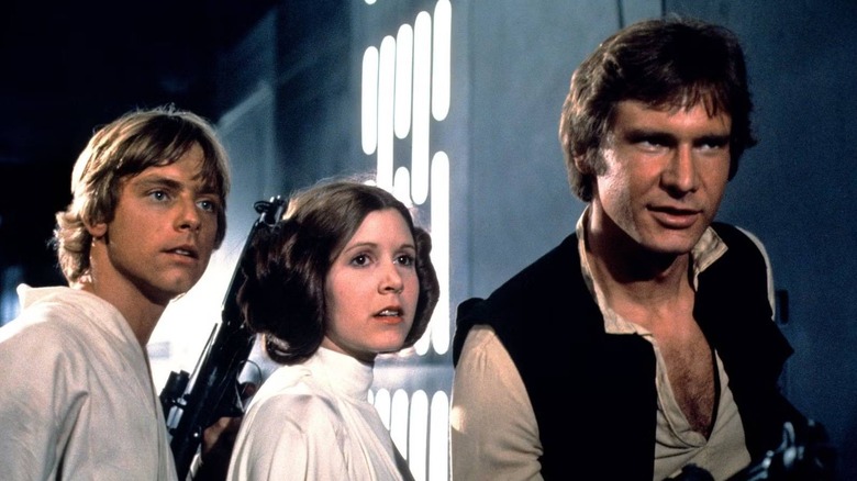 Mark Hamill, Carrie Fisher and Harrison Ford in Star Wars: A New Hope