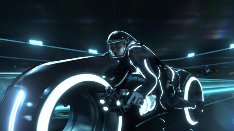 Sam Flynn on the Lightcycle in Tron: Legacy