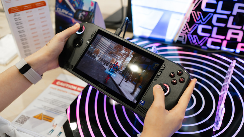 The MSI Claw PC handheld on display