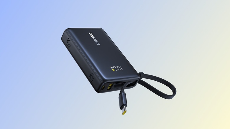 Baseus Picogo 10,000mAh Power Bank against a gradient background