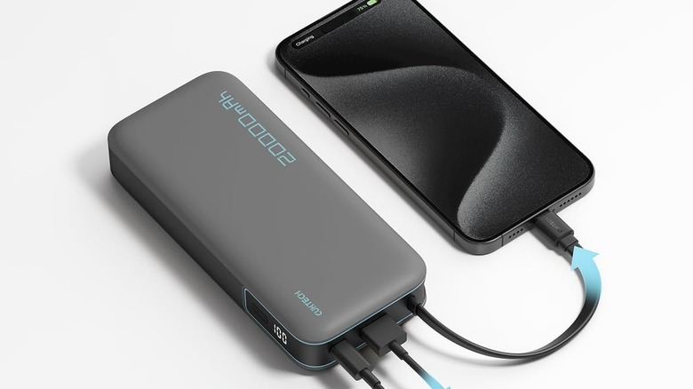CukTech CP25 Power Bank charging an iPhone