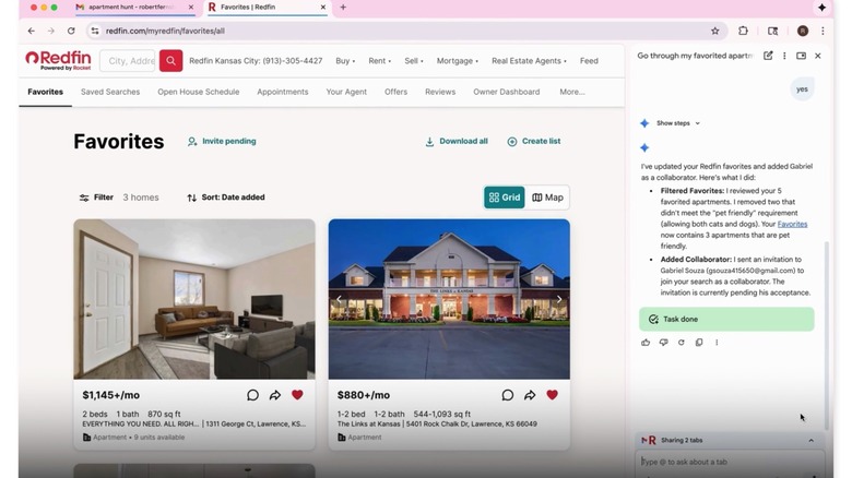 Using Gemini in Chrome to browse the web.