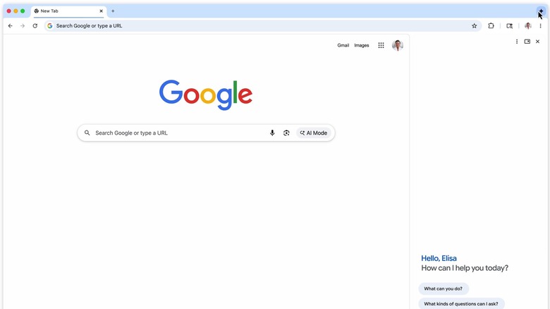 The new side panel in Google Chrome.