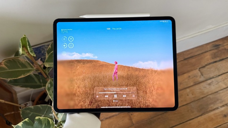 An Apple Pencil Pro attached to an iPad