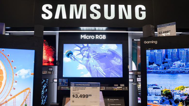 Samsung TVs on display at a store