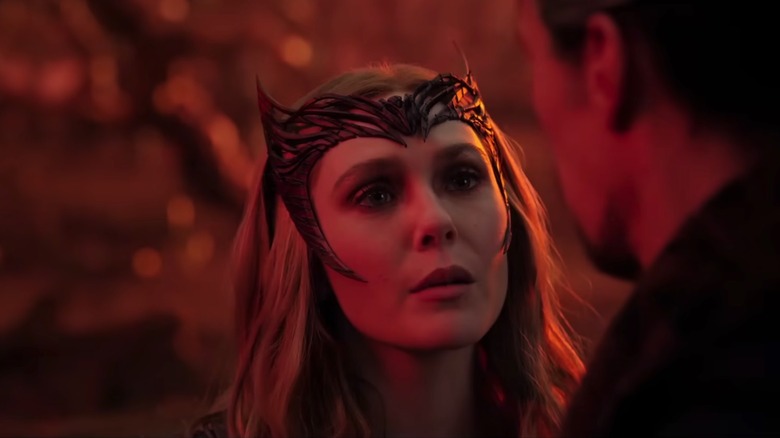 Wanda (Elizabeth Olsen) talking to Doctor Strange (Benedict Cumberbatch) in the Doctor Strange 2 trailer.
