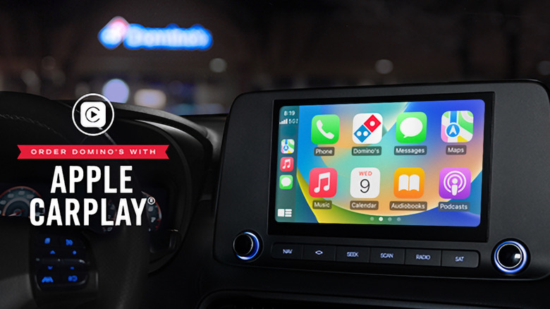 Domino's CarPlay app on an infotainment display