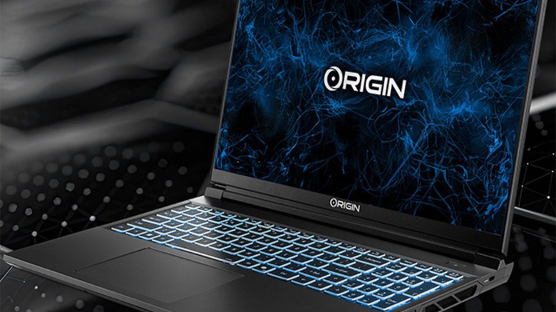 close-up of origin pc gaming laptop