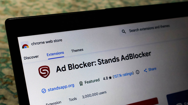 The Stands AdBlocker app on the Chrome Web Store