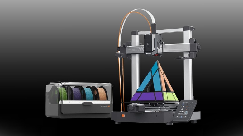 Anycubic Kobra 3 V2 Combo front view on a black to white gradient background