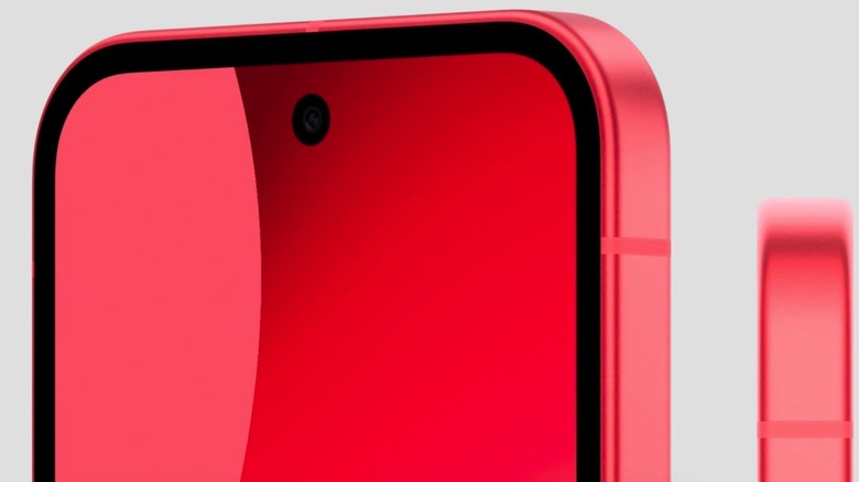 Close-up of the Pixel 10a: Selfie camera detail.