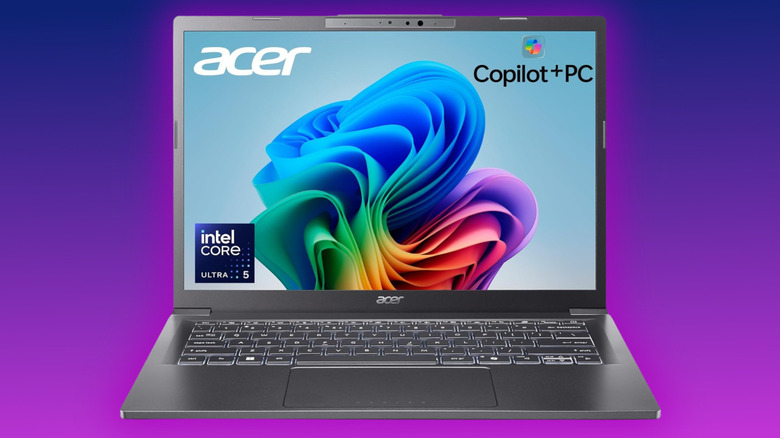 Acer Aspire 14 AI on a purple gradient background