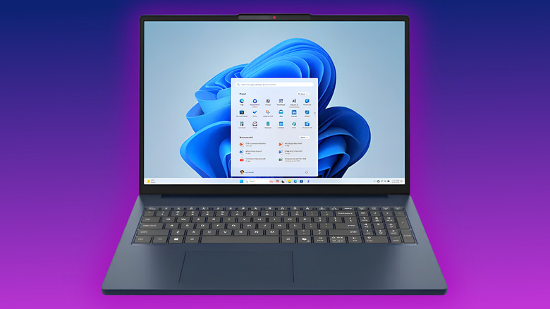 Lenovo IdeaPad Slim 3i Gen 10 on a purple gradient background