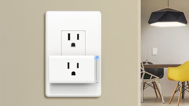 TP-Link Kasa Smart Wi-Fi Plug Slim (EP25) connected to a wall outlet