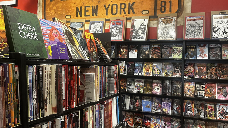 A picture of inside a comic book store