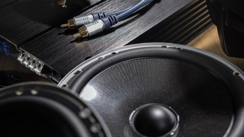 Car speakers, subwoofer, amp and leads.