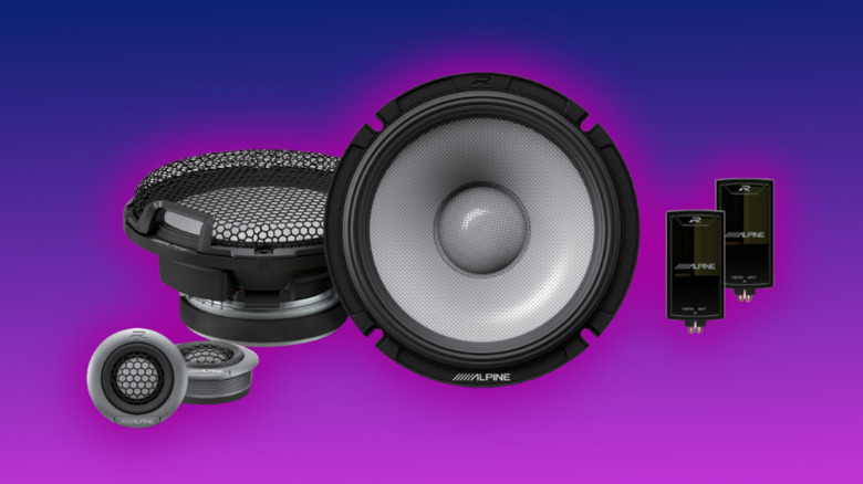 R2-S65C  Next-Generation R-Series 6.5" Component Speaker Set on a purple gradient background