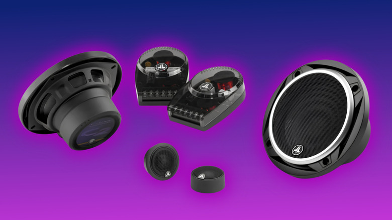 JL Audio® C2 Car Speaker System 5.25" Two-way Component System (C2-650) on a purple gradient background