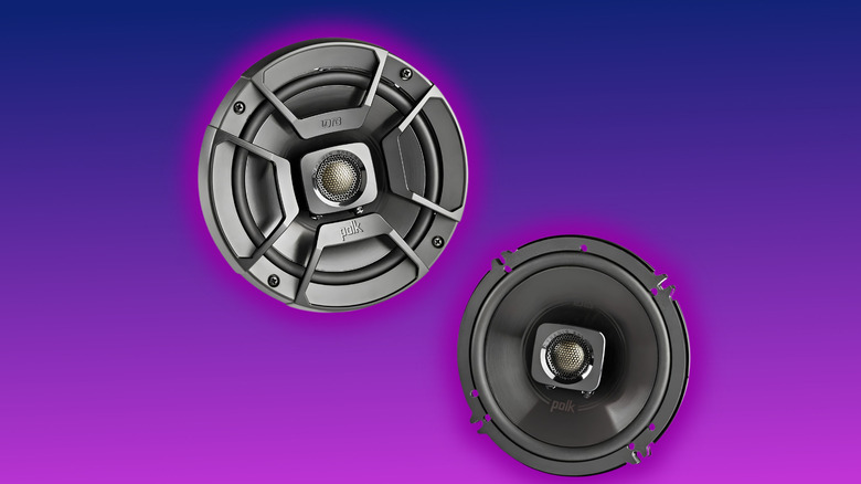 Polk Audio DB652 DB+ Series 6.5 Inch Marine Speakers on a purple gradient background