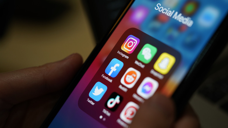 Assorted social media application on phone screen