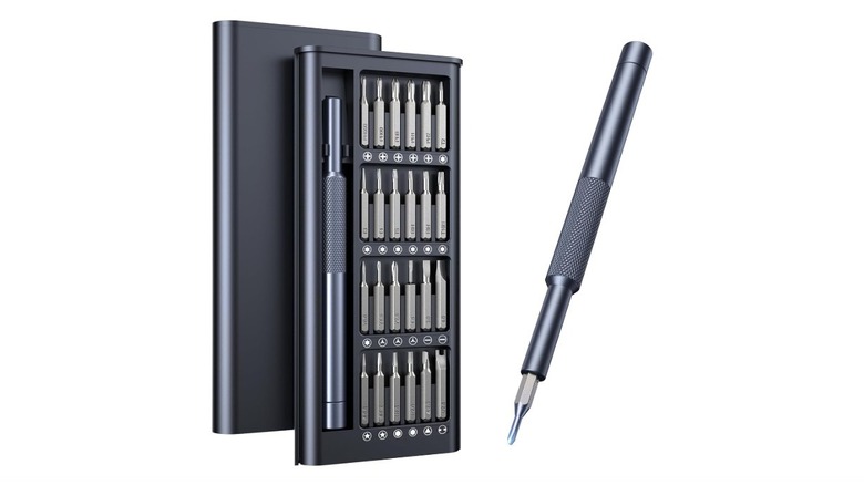 AXTH magnetic 25-in-1 precision screwdriver set with interchangeable bits.