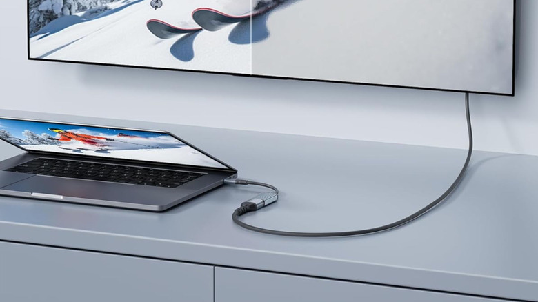 The Acer USB-C to HDMI adapter connects a laptop to a TV