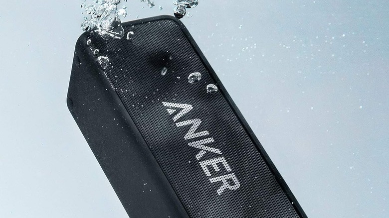 The Anker Soundcore 2 Bluetooth speaker floating under water