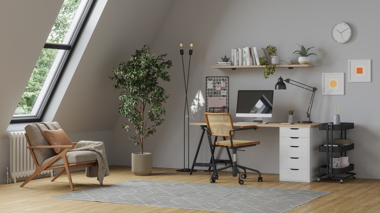 Wide angle of a home office setup