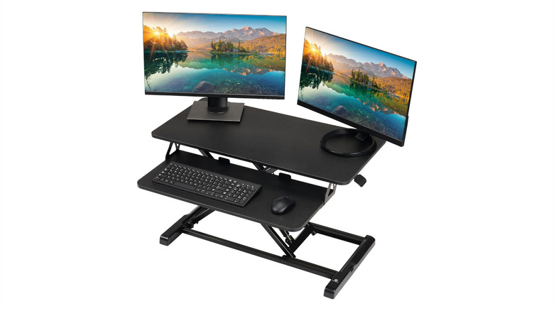 The TechOrbits standing desk converter against a white background