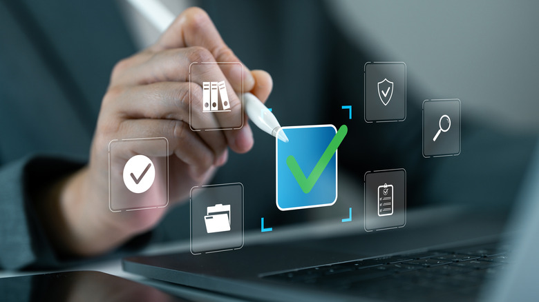 Illustration of person analyzing an item