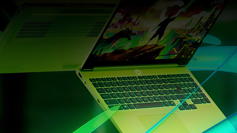 promo image of the Lenovo Loq 15 Gen 11 in Surge Green color