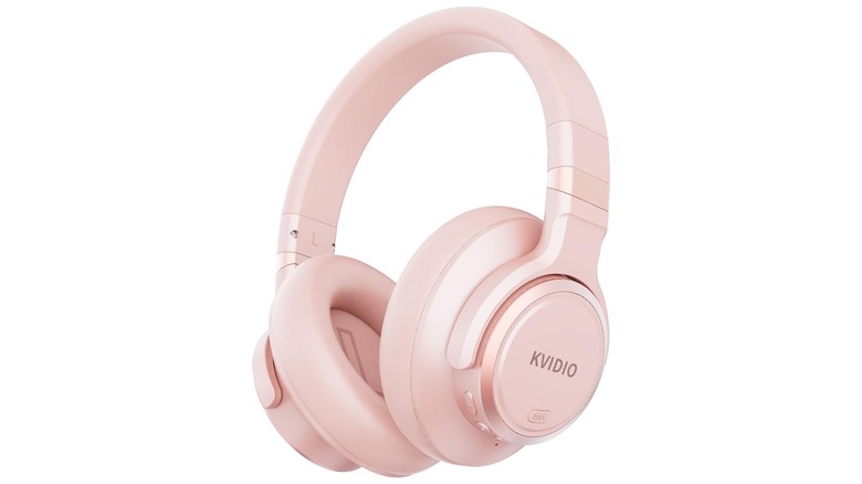 An Amazon promotional image for the Kvidio Active Noise Cancelling Headphones, the headphones are displayed against a white background