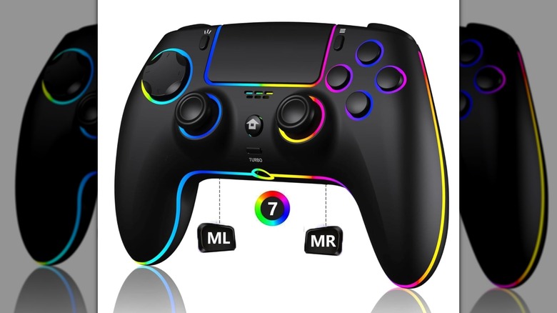 A SZDILONG Wireless Controller with its rear buttons highlighted.
