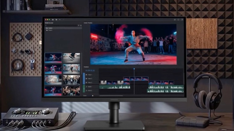 A Samsung monitor on a studio setup