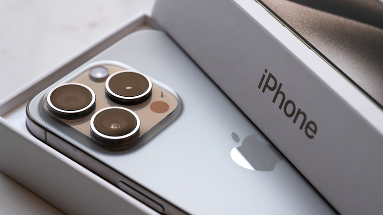 An iPhone 15 Pro in its official packaging