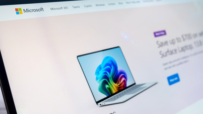 Screen showing a picture of Microsoft's Surface Laptop