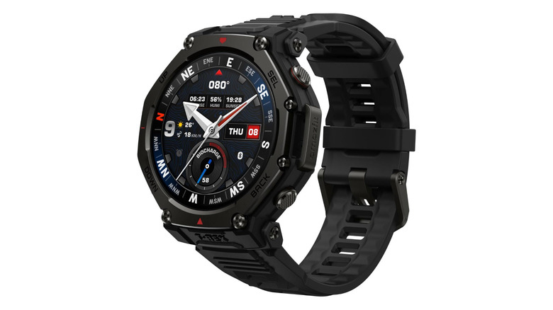 The Amazfit T-Rex 3 Pro against a white background