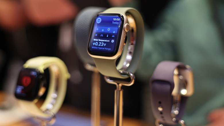 Apple Watch Series 11 models on display