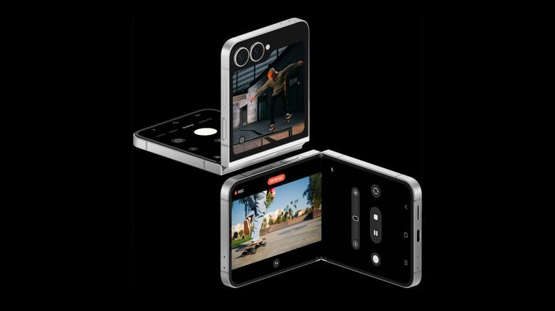 The Samsung Galaxy Z Flip 7 FE against a black background