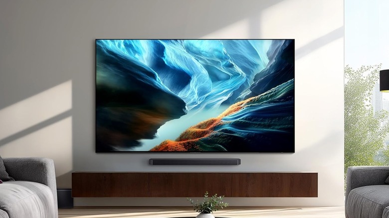 The Samsung S90H mounted on a wall in a home setup