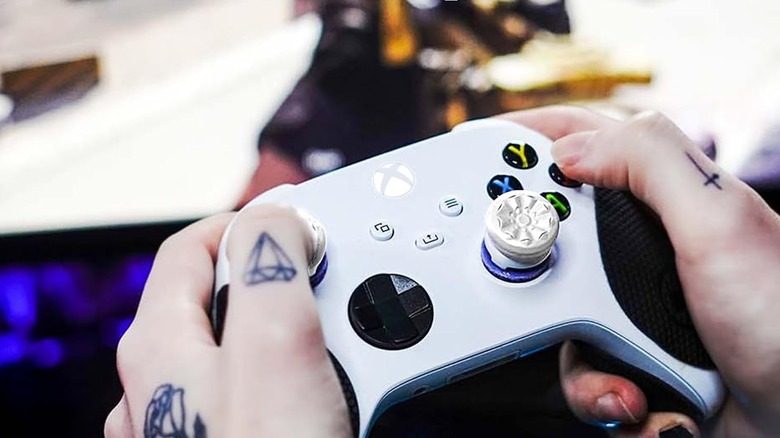 KontrolFreek FPS Thumbstick Caps placed on an Xbox controller
