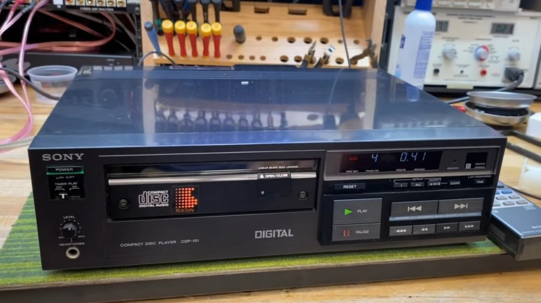 A Sony CDP-101 CD player.