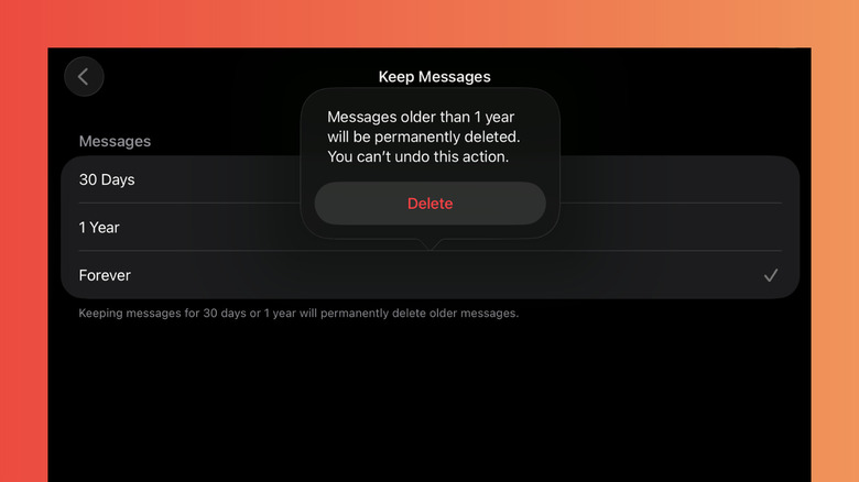 iPad Keep Messages option in Settings
