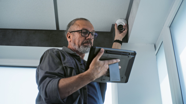 Setting up a security camera with a tablet as a display