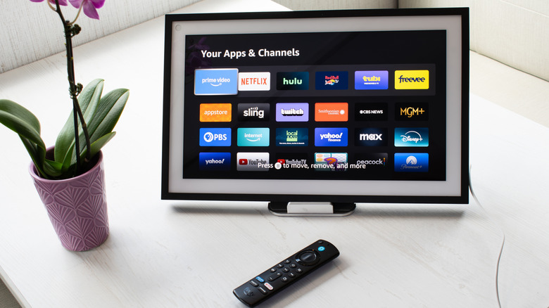 An Amazon Echo Show smart display with a remote