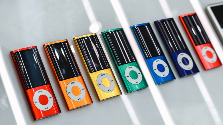 A collection of Apple's iPod nano devices