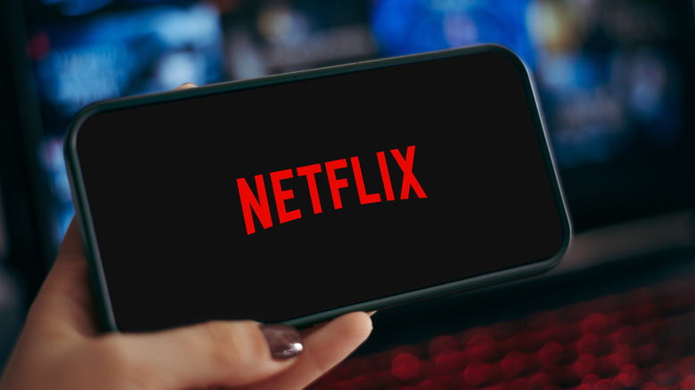 Netflix logo displayed on phone screen