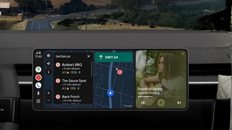 Android Auto with Gemini Live in action on a car screen while driving.